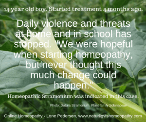 Daily violence and threats at home and in school has stopped. We were hopeful when starting homeopathy, but never thought this much change could happen (2)